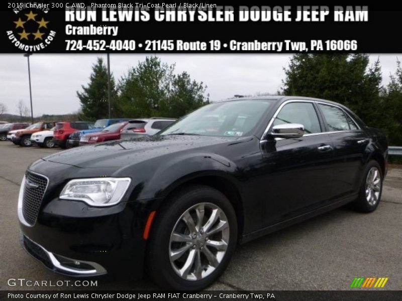 Phantom Black Tri-Coat Pearl / Black/Linen 2015 Chrysler 300 C AWD