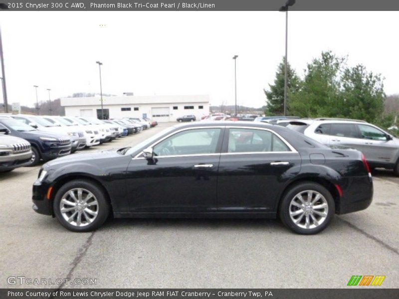 Phantom Black Tri-Coat Pearl / Black/Linen 2015 Chrysler 300 C AWD