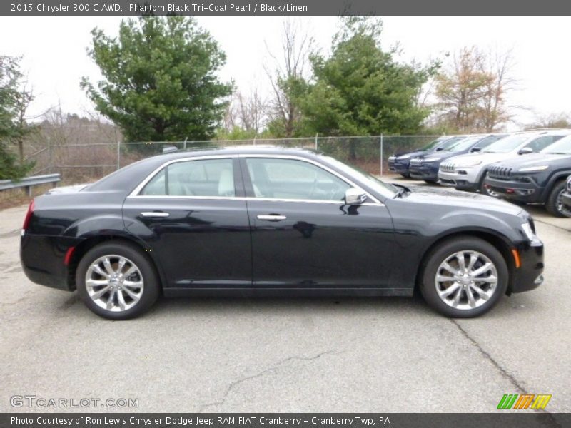 Phantom Black Tri-Coat Pearl / Black/Linen 2015 Chrysler 300 C AWD