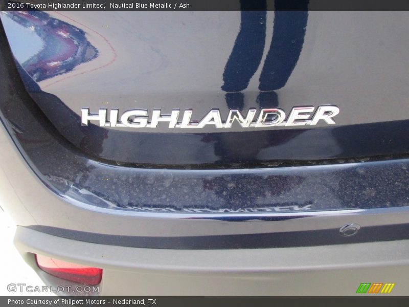 Nautical Blue Metallic / Ash 2016 Toyota Highlander Limited