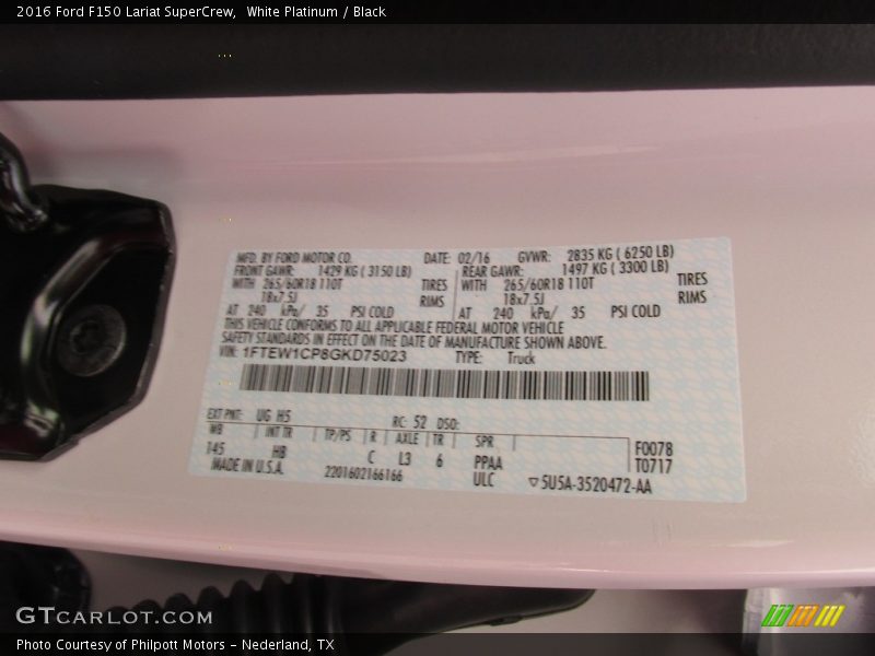 White Platinum / Black 2016 Ford F150 Lariat SuperCrew