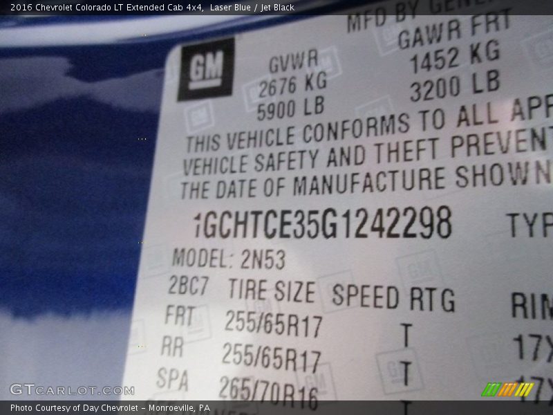 Laser Blue / Jet Black 2016 Chevrolet Colorado LT Extended Cab 4x4