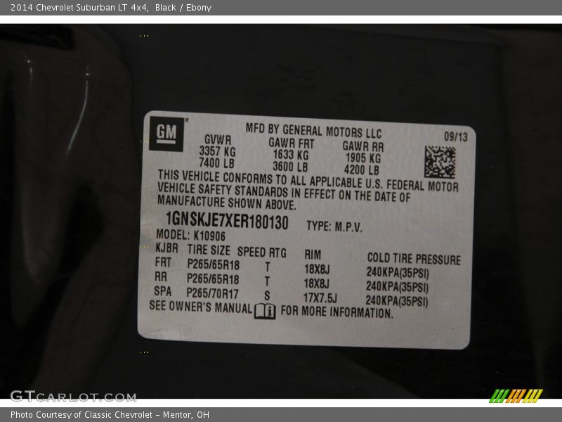 Black / Ebony 2014 Chevrolet Suburban LT 4x4