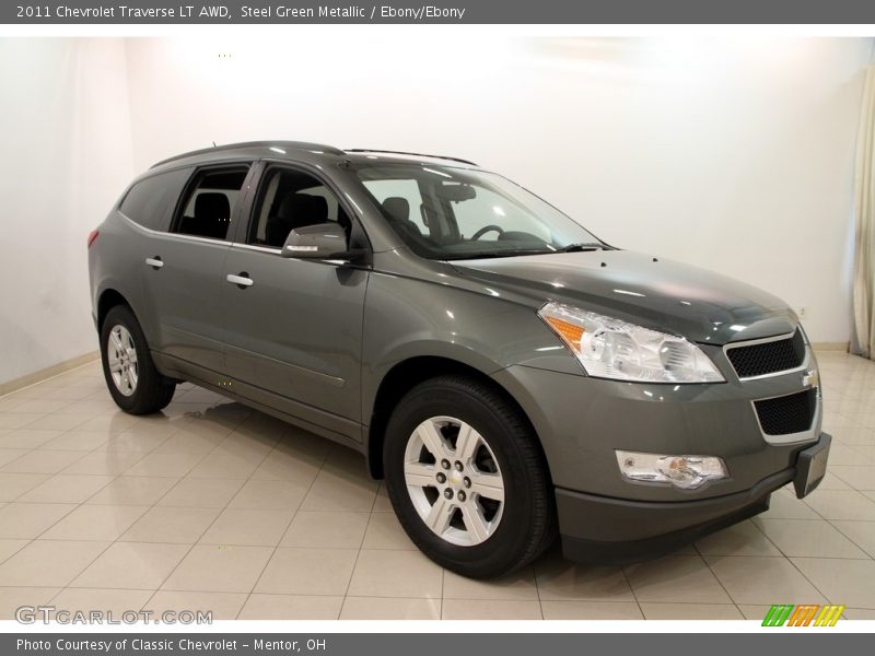 Steel Green Metallic / Ebony/Ebony 2011 Chevrolet Traverse LT AWD