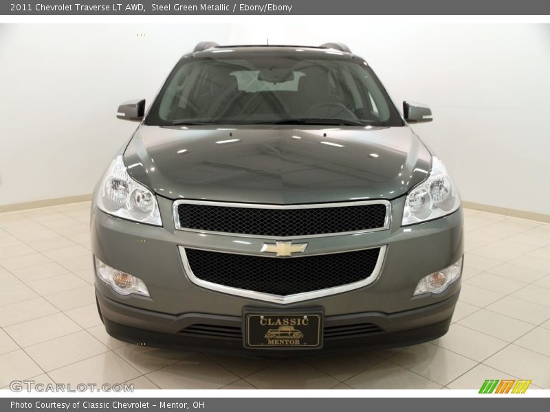 Steel Green Metallic / Ebony/Ebony 2011 Chevrolet Traverse LT AWD