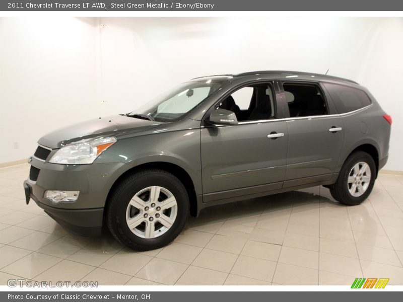 Steel Green Metallic / Ebony/Ebony 2011 Chevrolet Traverse LT AWD