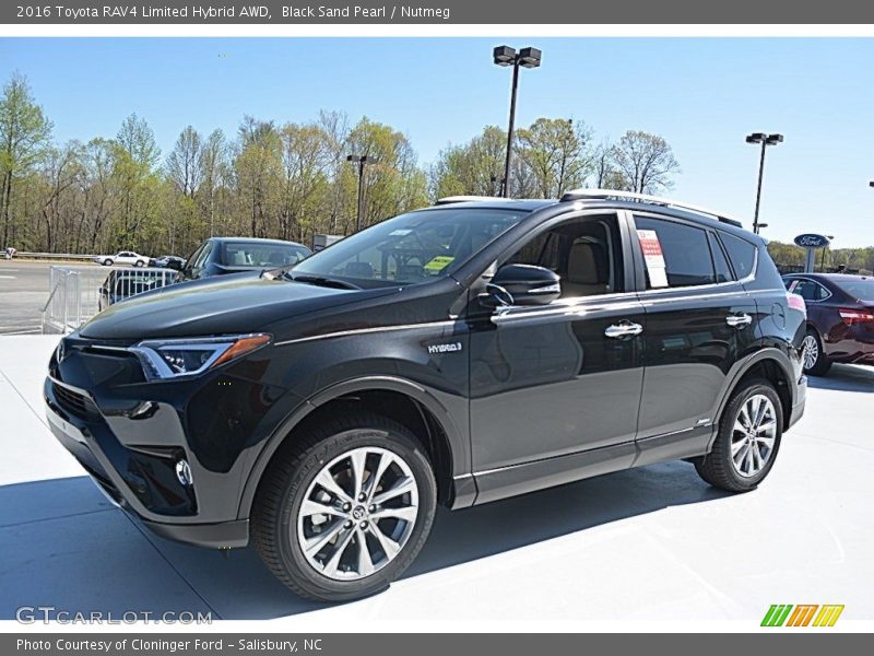 Black Sand Pearl / Nutmeg 2016 Toyota RAV4 Limited Hybrid AWD