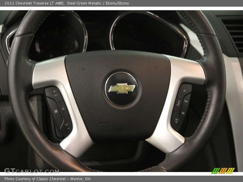 Steel Green Metallic / Ebony/Ebony 2011 Chevrolet Traverse LT AWD