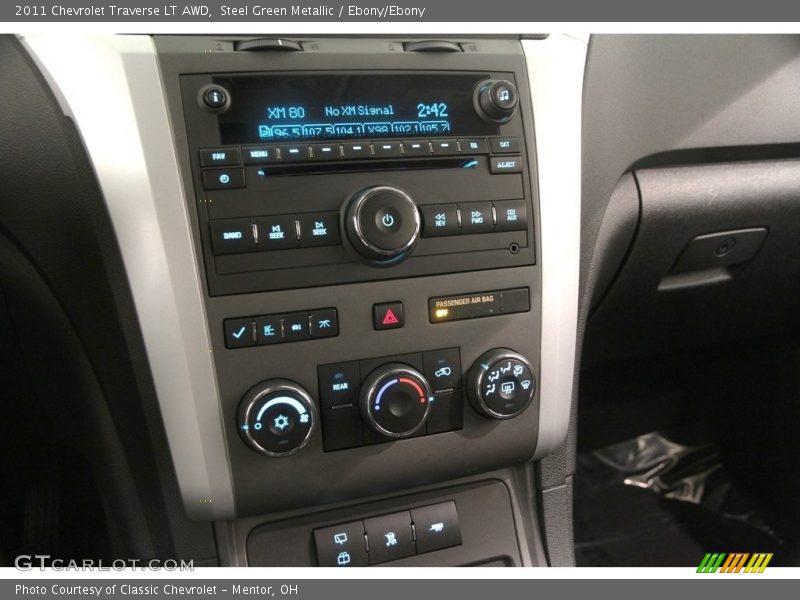 Steel Green Metallic / Ebony/Ebony 2011 Chevrolet Traverse LT AWD