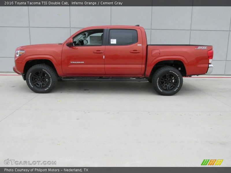 Inferno Orange / Cement Gray 2016 Toyota Tacoma TSS Double Cab