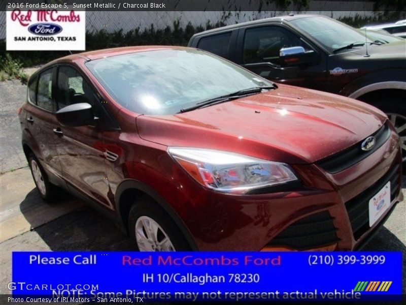 Sunset Metallic / Charcoal Black 2016 Ford Escape S