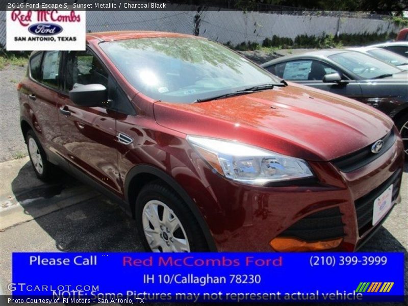Sunset Metallic / Charcoal Black 2016 Ford Escape S