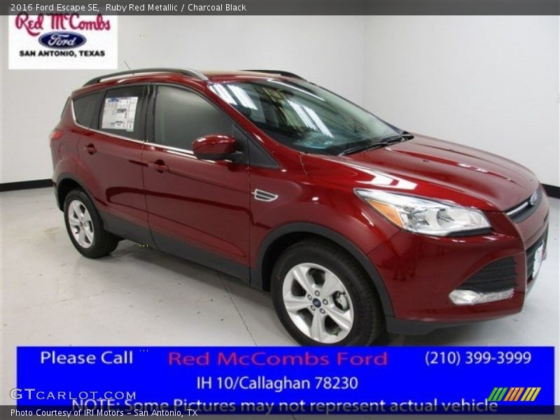 Ruby Red Metallic / Charcoal Black 2016 Ford Escape SE