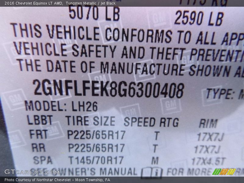 Tungsten Metallic / Jet Black 2016 Chevrolet Equinox LT AWD
