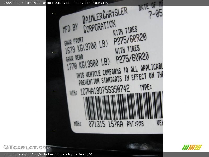 Black / Dark Slate Gray 2005 Dodge Ram 1500 Laramie Quad Cab