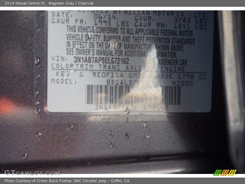 Magnetic Gray / Charcoal 2014 Nissan Sentra SV