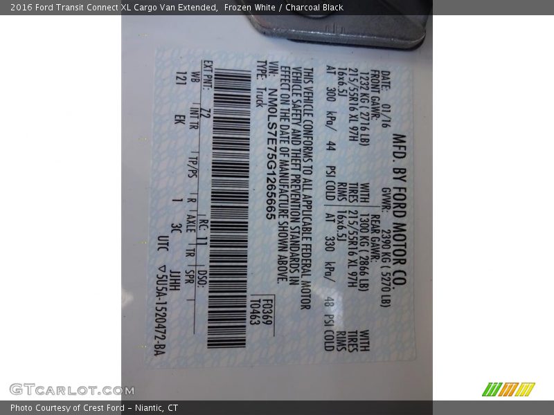 Frozen White / Charcoal Black 2016 Ford Transit Connect XL Cargo Van Extended
