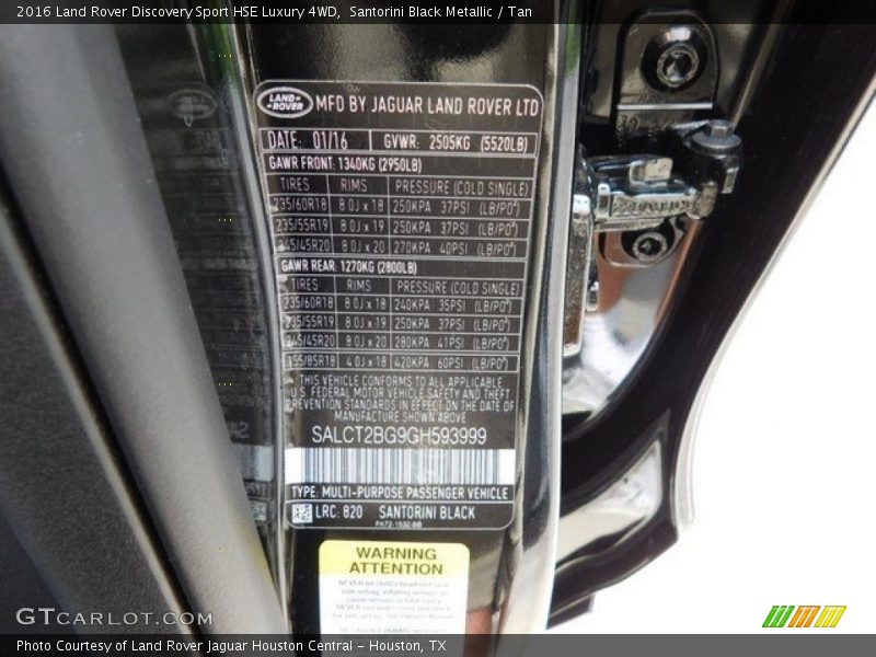 Santorini Black Metallic / Tan 2016 Land Rover Discovery Sport HSE Luxury 4WD