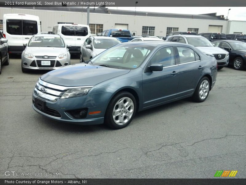 Steel Blue Metallic / Medium Light Stone 2011 Ford Fusion SE