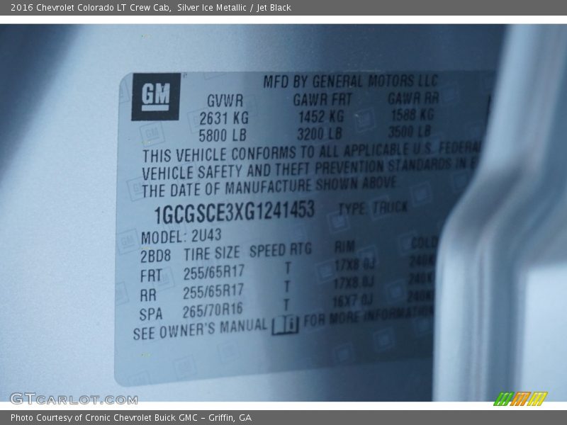 Silver Ice Metallic / Jet Black 2016 Chevrolet Colorado LT Crew Cab