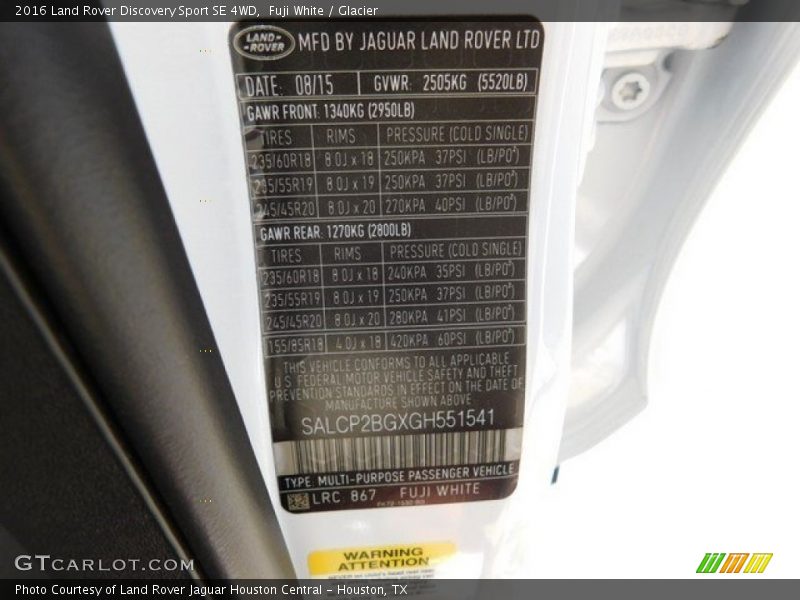 Fuji White / Glacier 2016 Land Rover Discovery Sport SE 4WD