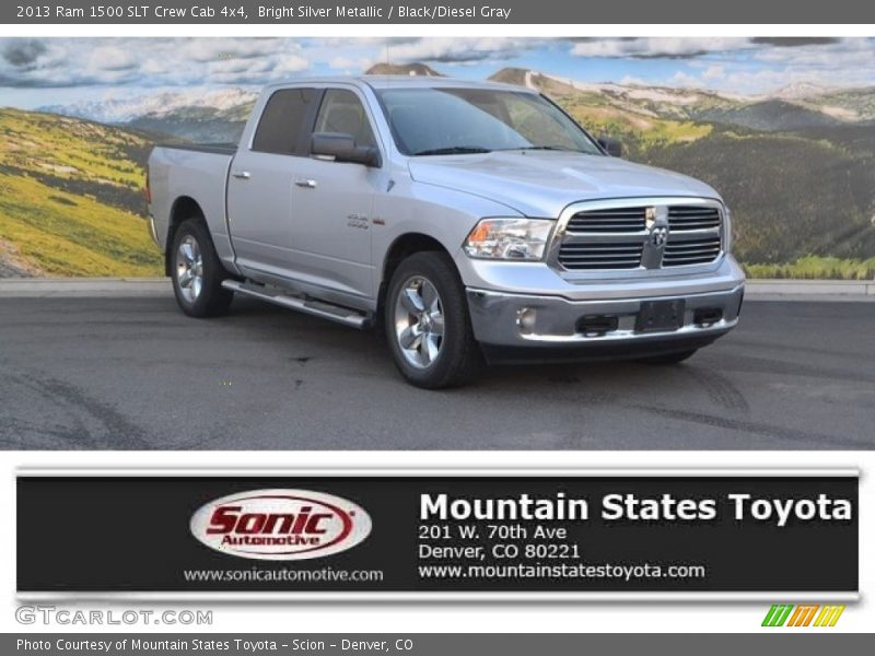 Bright Silver Metallic / Black/Diesel Gray 2013 Ram 1500 SLT Crew Cab 4x4