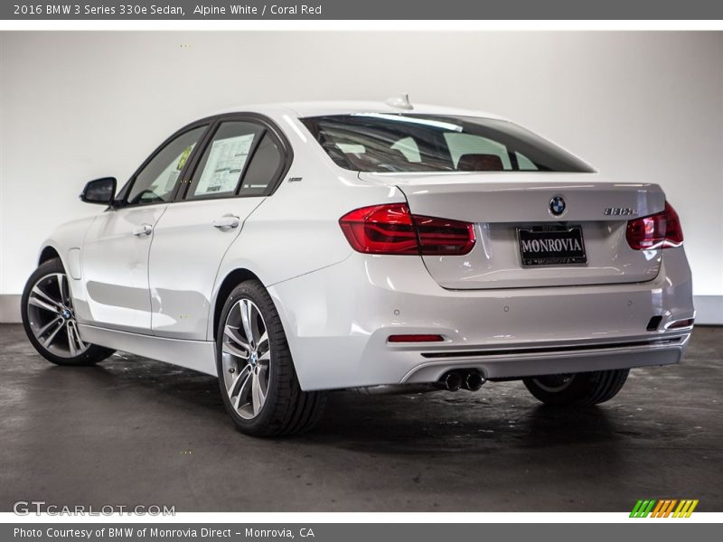 Alpine White / Coral Red 2016 BMW 3 Series 330e Sedan