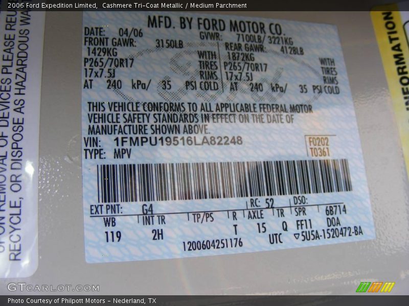 Cashmere Tri-Coat Metallic / Medium Parchment 2006 Ford Expedition Limited