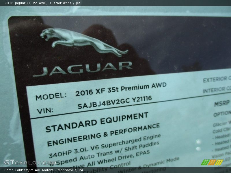 Glacier White / Jet 2016 Jaguar XF 35t AWD