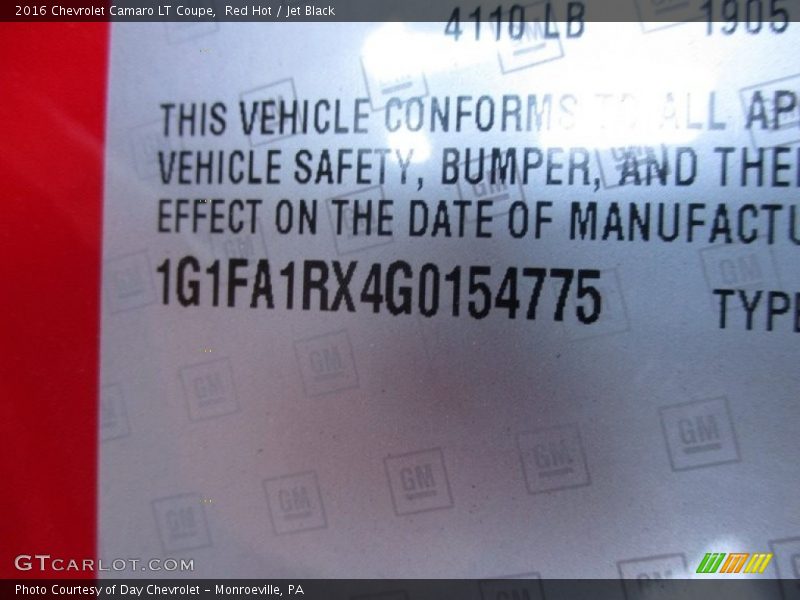 Red Hot / Jet Black 2016 Chevrolet Camaro LT Coupe