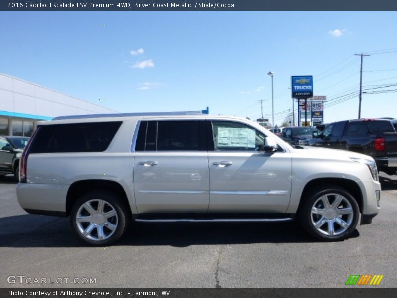 Silver Coast Metallic / Shale/Cocoa 2016 Cadillac Escalade ESV Premium 4WD