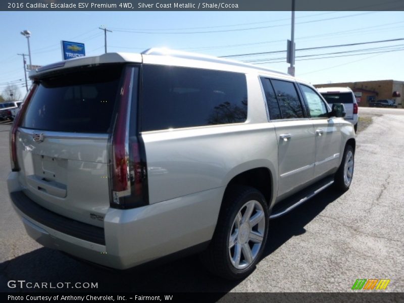 Silver Coast Metallic / Shale/Cocoa 2016 Cadillac Escalade ESV Premium 4WD