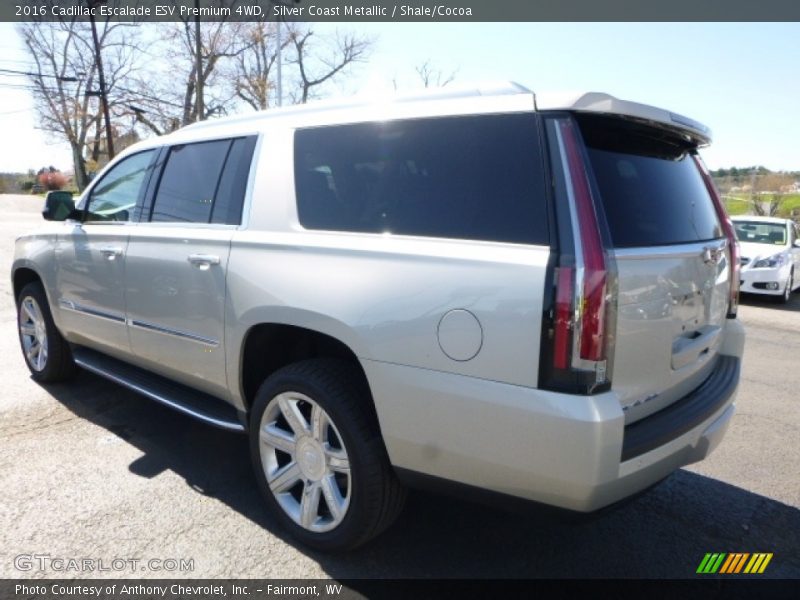 Silver Coast Metallic / Shale/Cocoa 2016 Cadillac Escalade ESV Premium 4WD