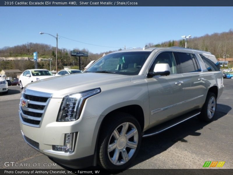 Silver Coast Metallic / Shale/Cocoa 2016 Cadillac Escalade ESV Premium 4WD