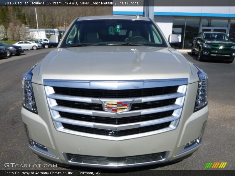 Silver Coast Metallic / Shale/Cocoa 2016 Cadillac Escalade ESV Premium 4WD