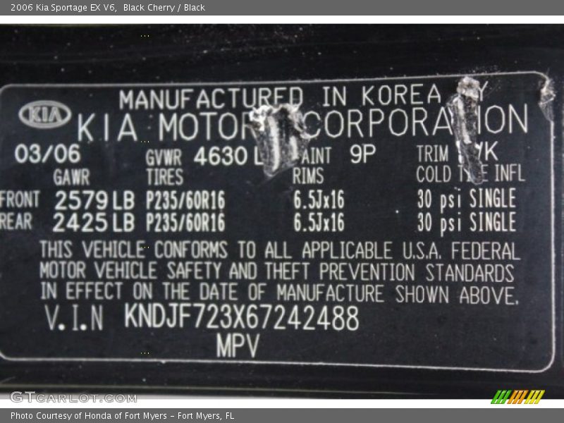 Black Cherry / Black 2006 Kia Sportage EX V6