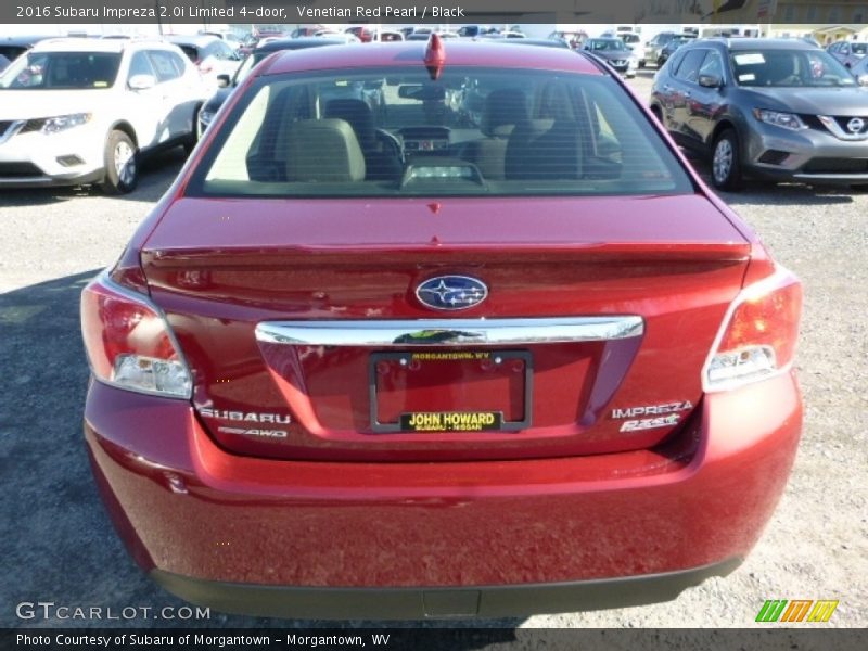 Venetian Red Pearl / Black 2016 Subaru Impreza 2.0i Limited 4-door