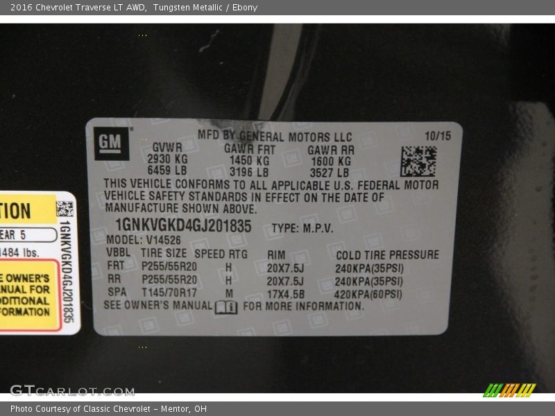 Tungsten Metallic / Ebony 2016 Chevrolet Traverse LT AWD