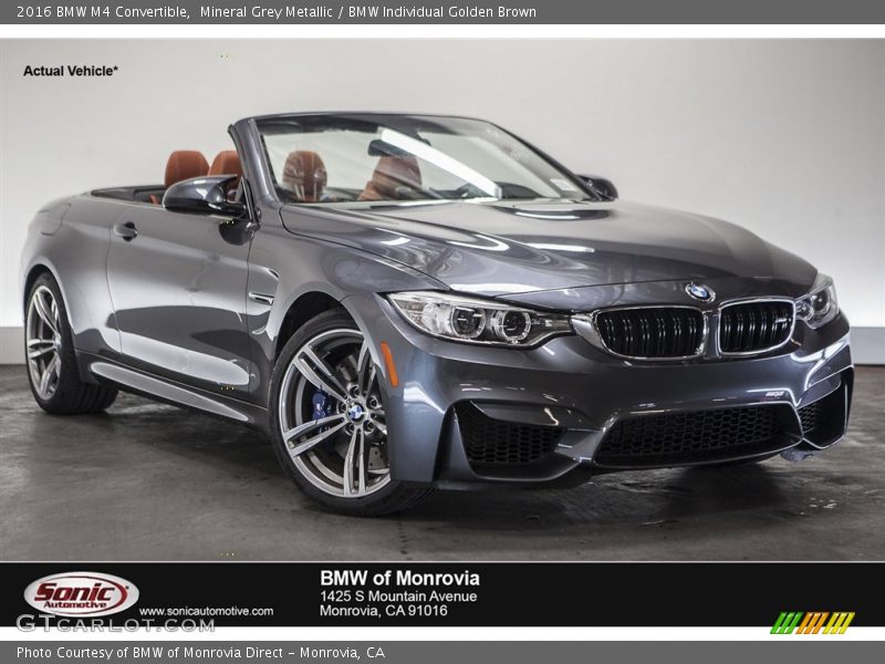 Mineral Grey Metallic / BMW Individual Golden Brown 2016 BMW M4 Convertible