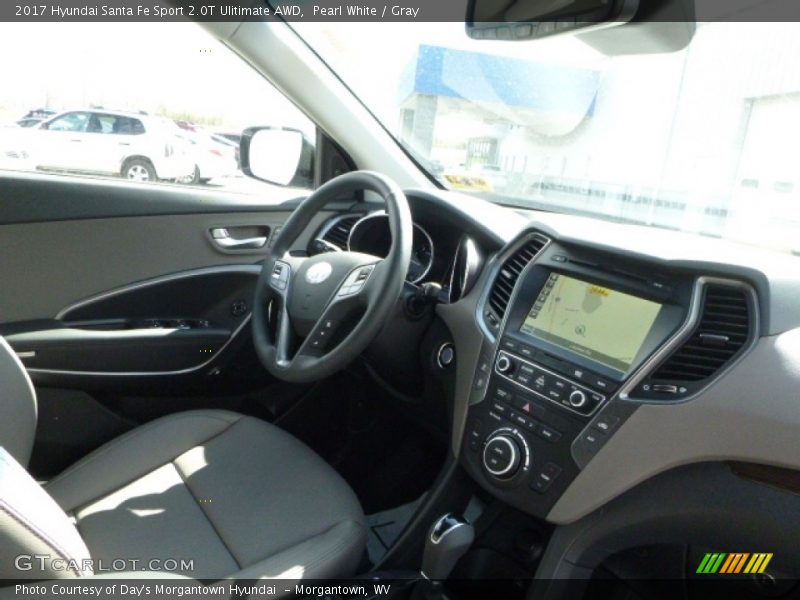 Pearl White / Gray 2017 Hyundai Santa Fe Sport 2.0T Ulitimate AWD