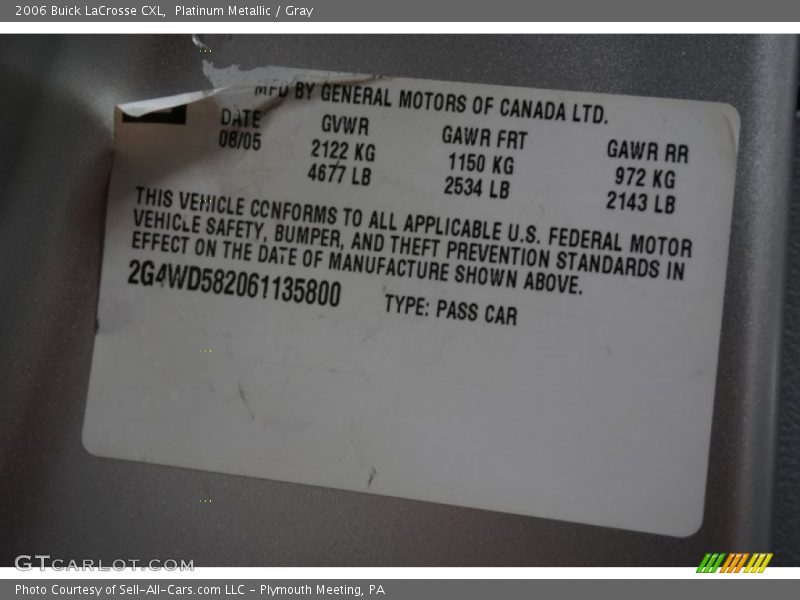 Platinum Metallic / Gray 2006 Buick LaCrosse CXL