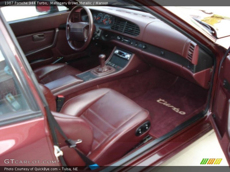 Mahogany Brown Metallic / Maroon 1987 Porsche 944 Turbo