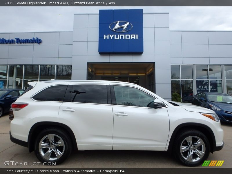 Blizzard Pearl White / Ash 2015 Toyota Highlander Limited AWD