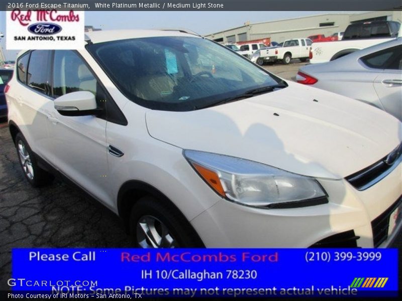 White Platinum Metallic / Medium Light Stone 2016 Ford Escape Titanium
