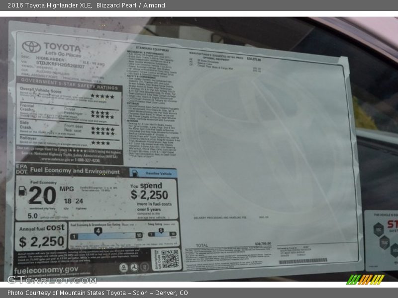 Blizzard Pearl / Almond 2016 Toyota Highlander XLE