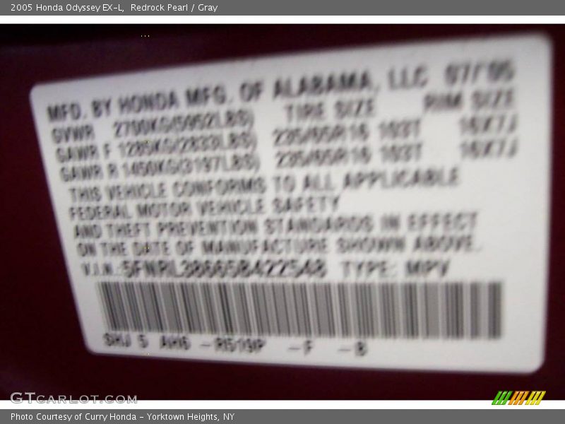 Redrock Pearl / Gray 2005 Honda Odyssey EX-L