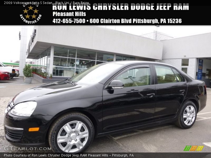 Black Uni / Pure Beige 2009 Volkswagen Jetta S Sedan