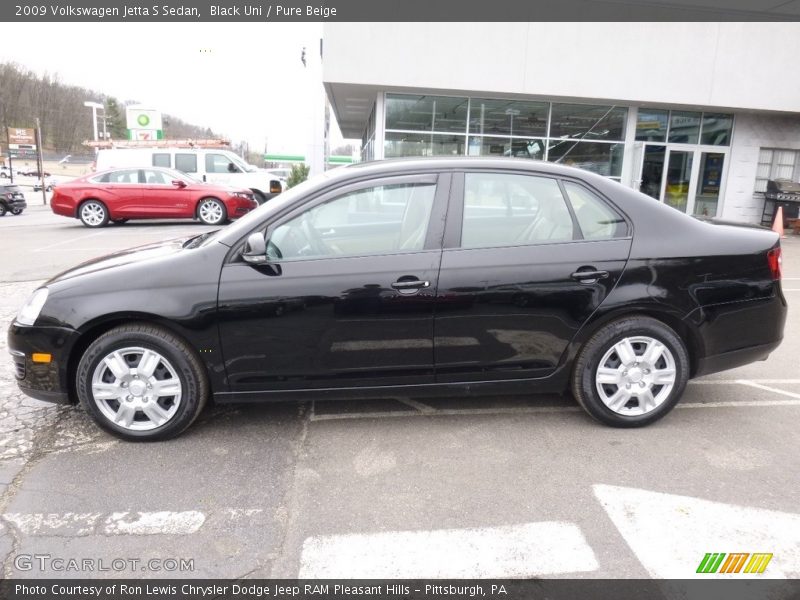 Black Uni / Pure Beige 2009 Volkswagen Jetta S Sedan