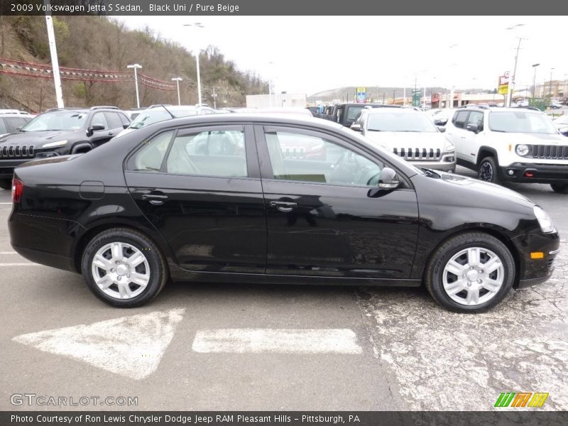Black Uni / Pure Beige 2009 Volkswagen Jetta S Sedan