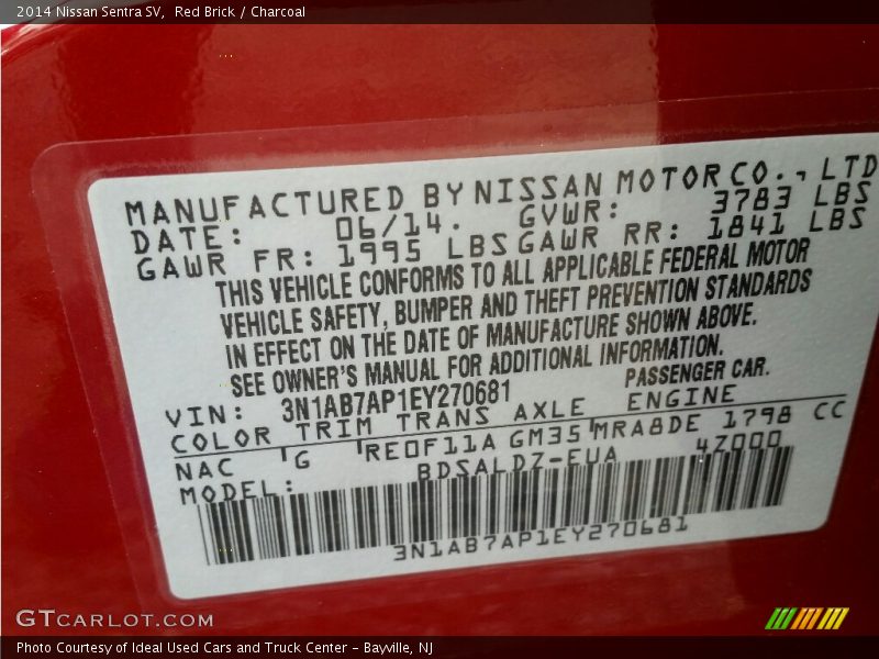 Red Brick / Charcoal 2014 Nissan Sentra SV